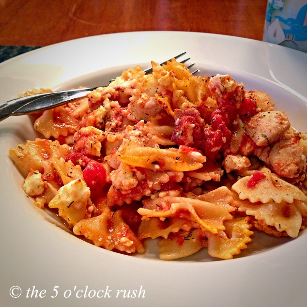 Baked Chicken, Bacon and Feta Farfalle