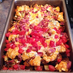 Buffalo Chicken and Loaded Potato Bake