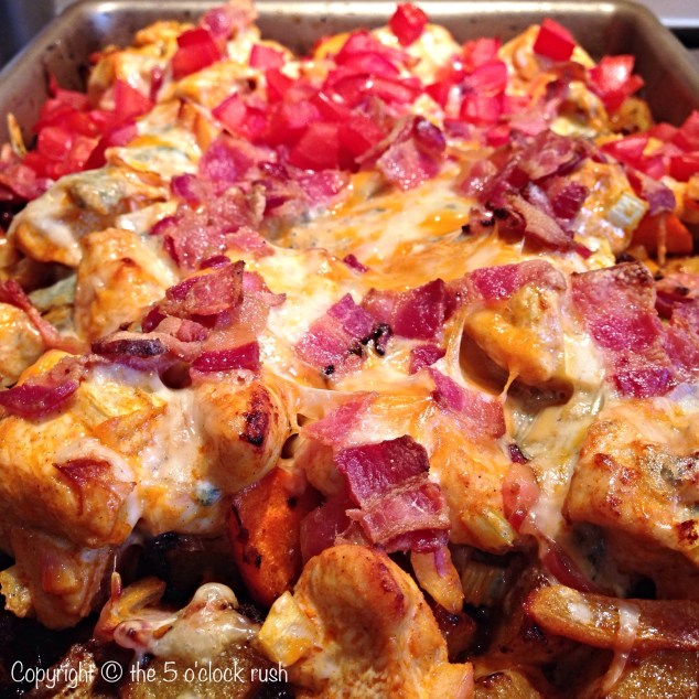 Buffalo Chicken and Loaded Potato Bake 