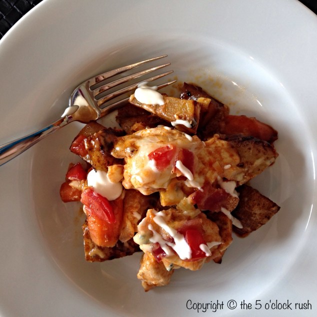 Buffalo Chicken and Loaded Potato Bake