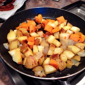 Sweet and Yukon Gold Potato Hash