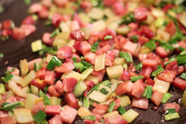Crispy Pancetta with Celery and Leeks
