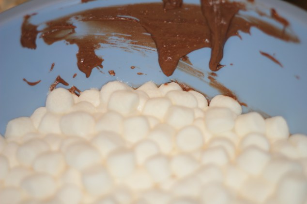 Melted Marshmallows with Reese® Peanut Butter and Chocolate Spread