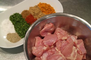 Chicken Thighs Salt, Pepper, Parsley Flakes, Cumin, Paprika, Tea Marsala, Ground Coriander and Tumeric